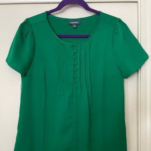 Like New ModCloth Silky Short Sleeve Blouse - Green